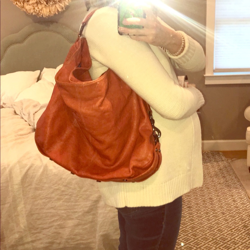 Rebecca Minkoff burnt orange leather shoulder bag